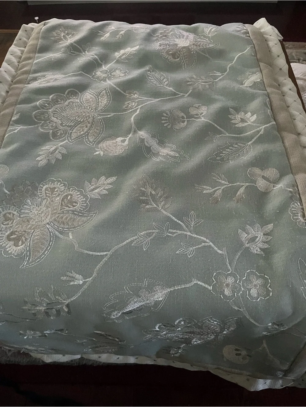 Classic Floral Embroidered Comforter in Sage Green King Size